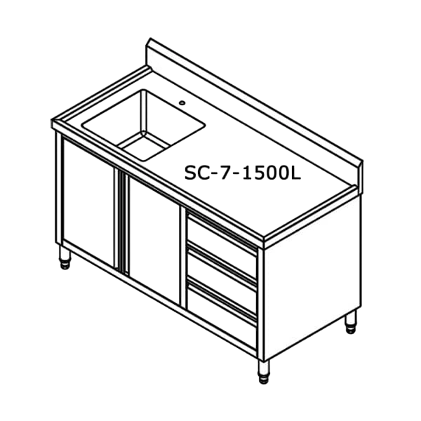 Modular Systems SC-7-1500L-H left-sink stainless cabinet