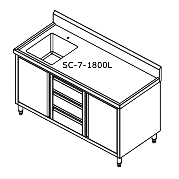 Modular Systems SC-7-1800L-H left-sink stainless cabinet