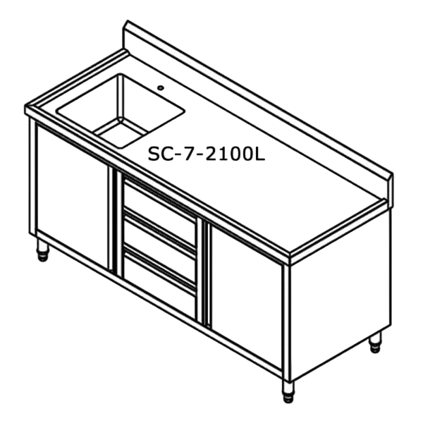 Modular Systems SC-7-2100L-H left-sink stainless cabinet