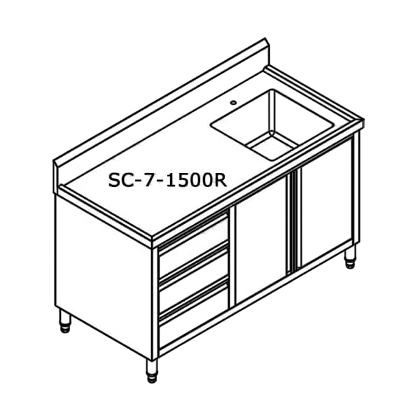 Modular Systems SC-7-1500R-H right-sink stainless cabinet