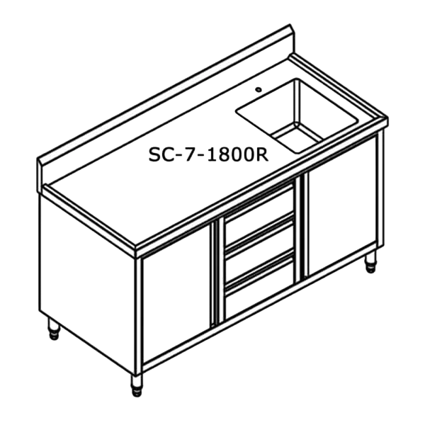 Modular Systems SC-7-1800R-H right-sink stainless cabinet