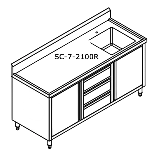 Modular Systems SC-7-2100R-H right-sink stainless cabinet