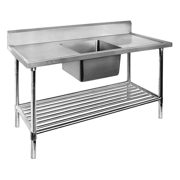 Single Centre Sink Bench & Pot Undershelf SSB7-1200C/A commercial kitchen equipment