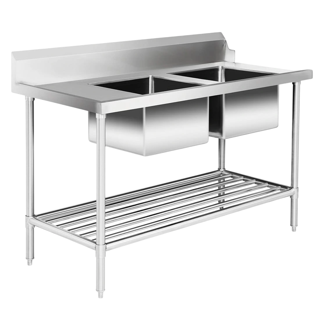 FED DSB7-2100C/A Double Centre Sink Bench with Pot Undershelf – 2100x700mm commercial kitchen equipment