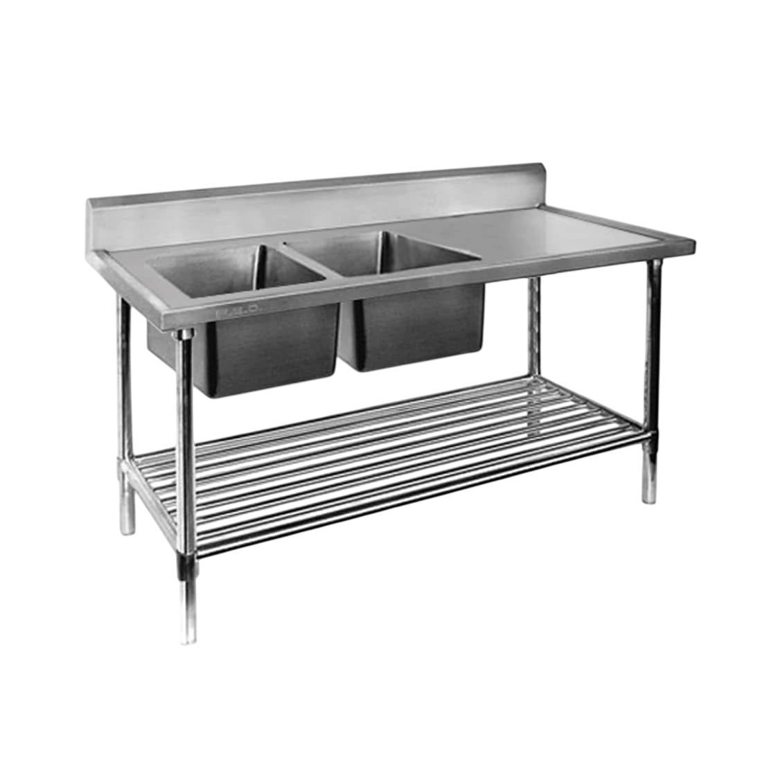 FED DSB7-2400L/A Double Left Sink Bench with Pot Undershelf – 2400mm commercial kitchen equipment