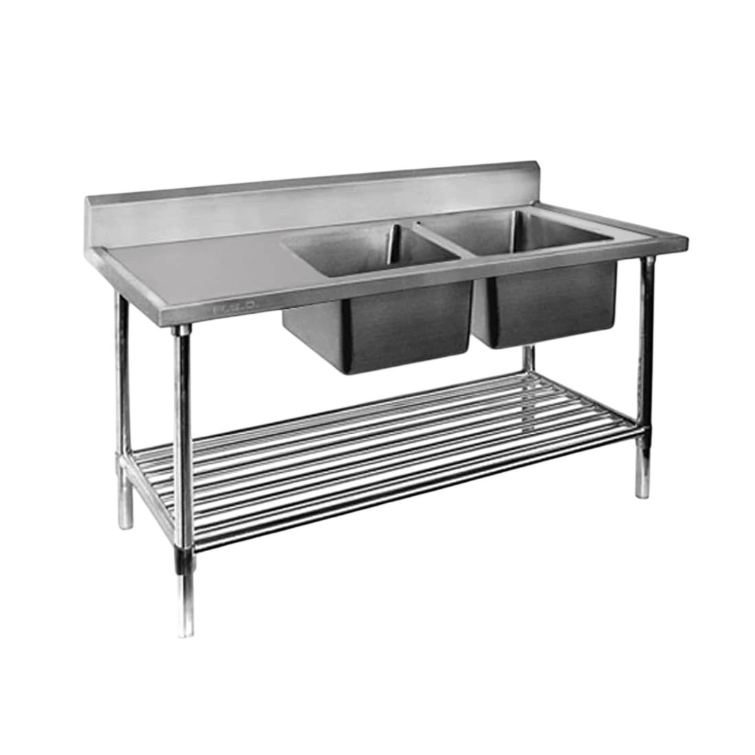 FED DSB7-2400R/A Double Right Sink Bench with Pot Undershelf – 2400mm commercial kitchen equipment