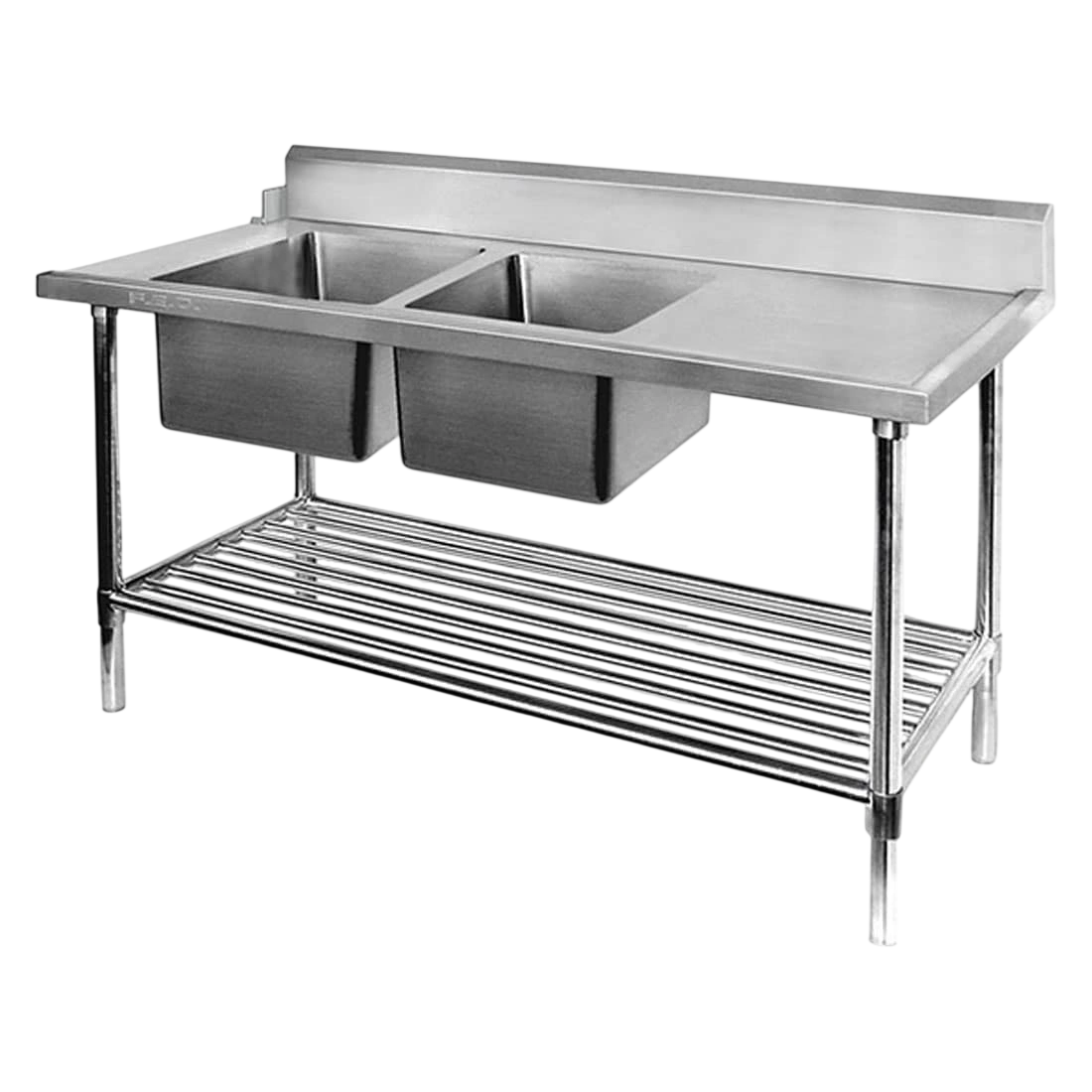 FED DSBD7-2400L/A Left Inlet Double Sink Dishwasher Bench – 2400x700mm commercial kitchen equipment