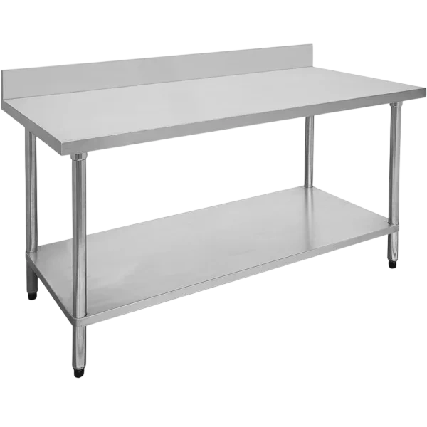 FED 0600-7-WBB 304 Grade Stainless Steel Table with 600x700mm Surface and Splashback – Ideal for Food Prep in Commercial Kitchens
