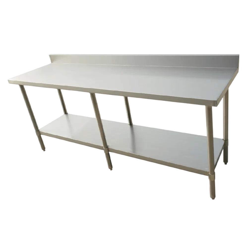 FED 2400-7-WBB 2400mm Stainless Steel Table with Splashback & 6 Legs