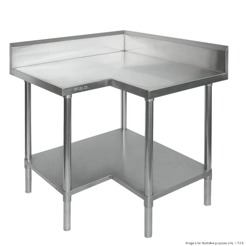 FED 0900-7-WBCB Stainless Corner Workbench with Splashback