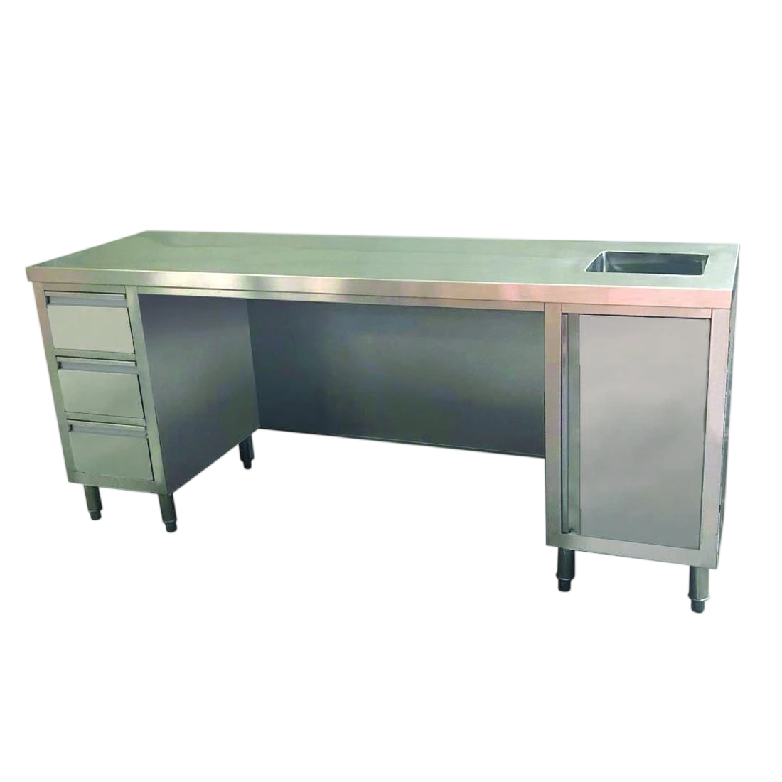 FED SS6-2100R-H Multipurpose Stainless Utility Bench – 2100mm, Right Sink, 3 Drawers commercial kitchen equipment