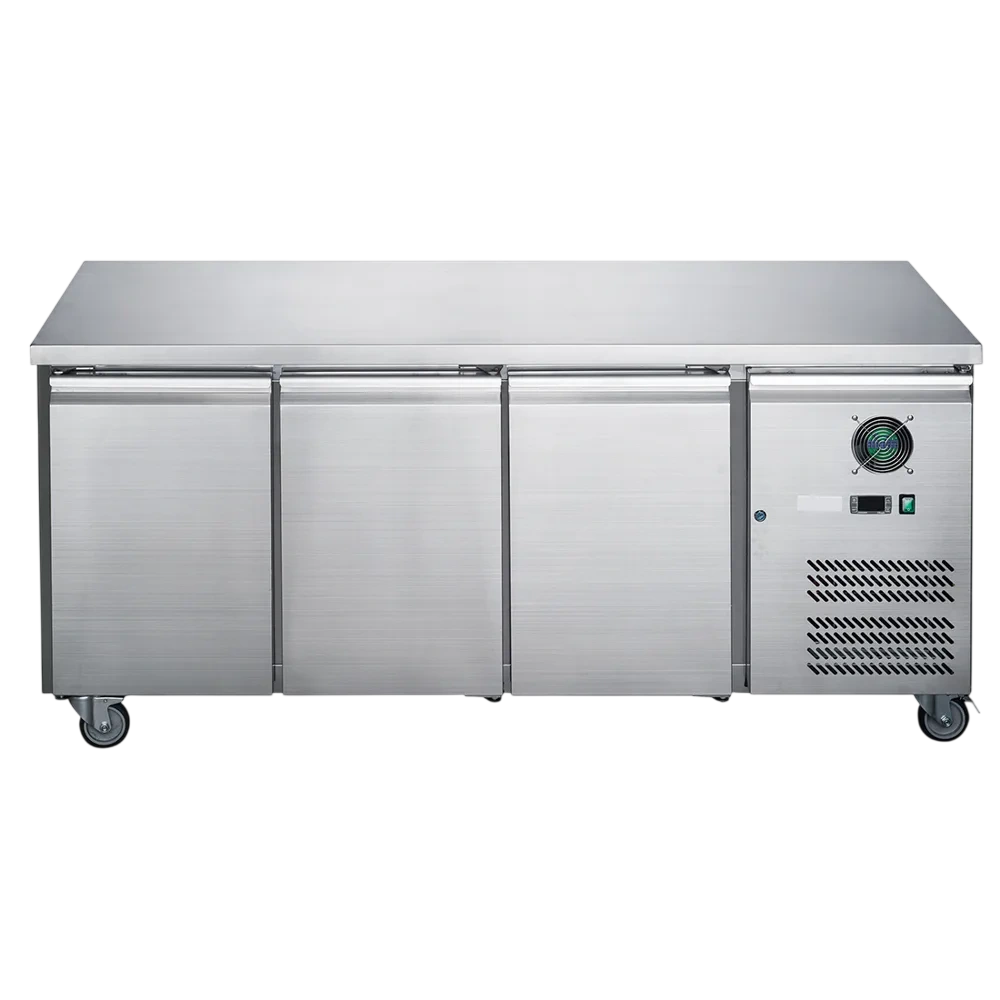 FED-X XUB7F18S3V Three Door Stainless Steel Bench Freezer with 417L Capacity
