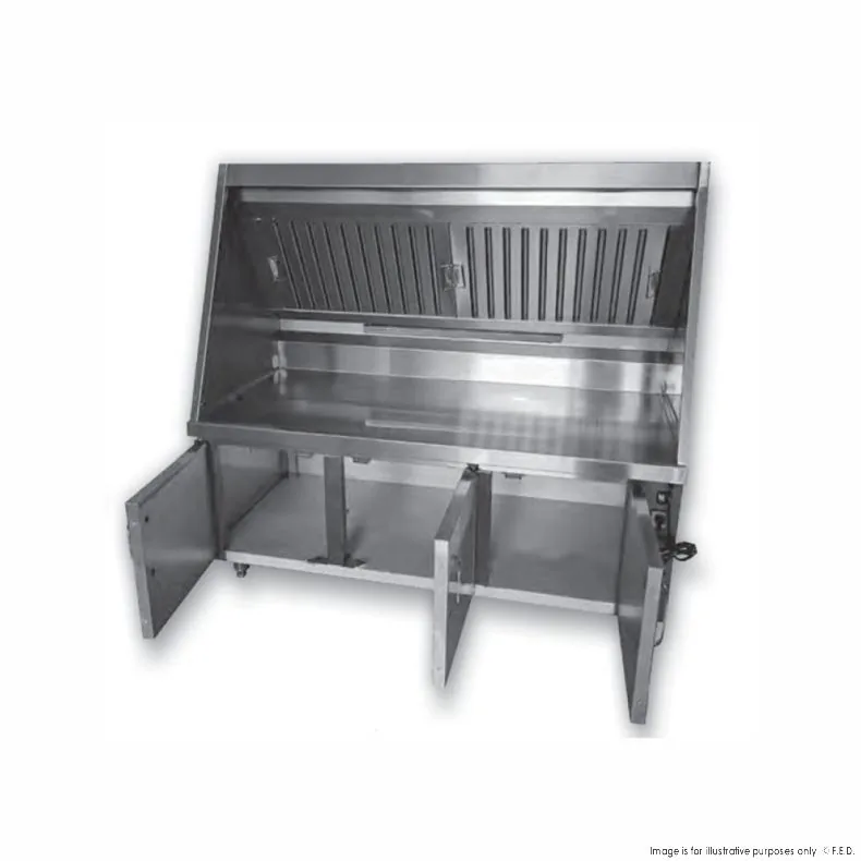 Modular Systems HB1500-750 ductless range hood and workbench system with door open