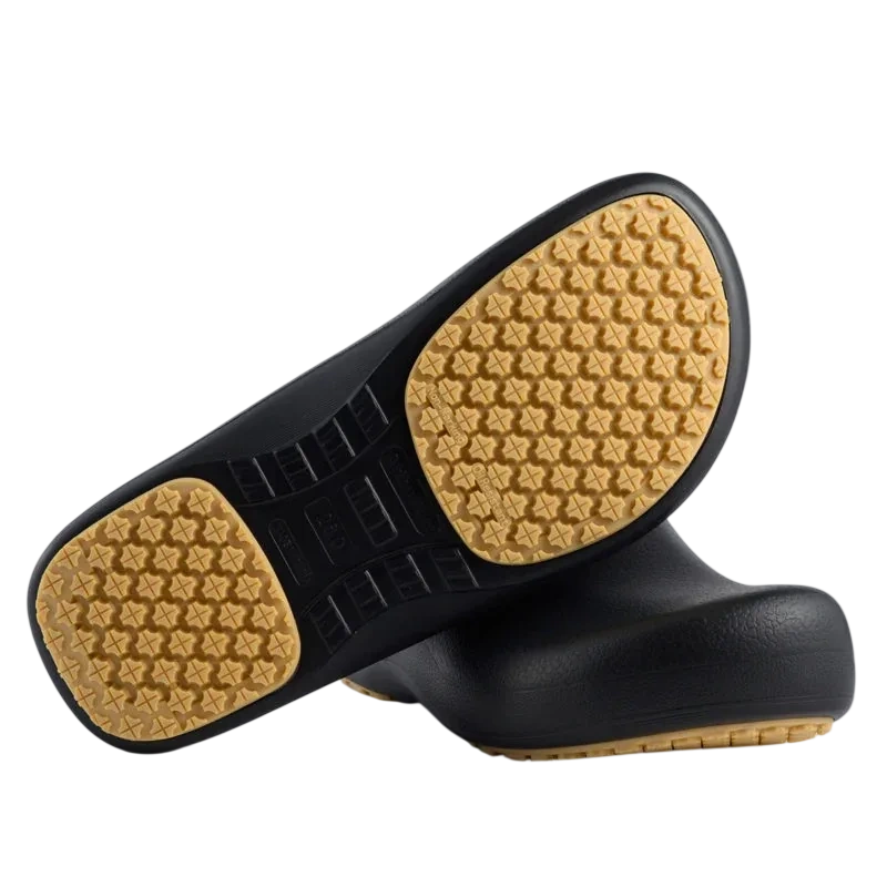 Ahbuffett AH-9 chef shoes, oil and water-resistant EVA, slip-resistant sole, professional kitchen footwear, black clog design, Australia