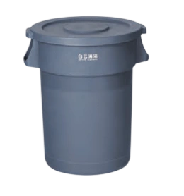 Kitchen Knock 014726 Plastic Bin Round - 120L - Grey - Flat Lid - 630mm*570mm*830mm