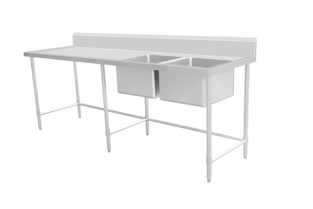 Kitchen Knock 419962 Stainless Steel Right Sink Double Bowl Bench – 2400x700mm