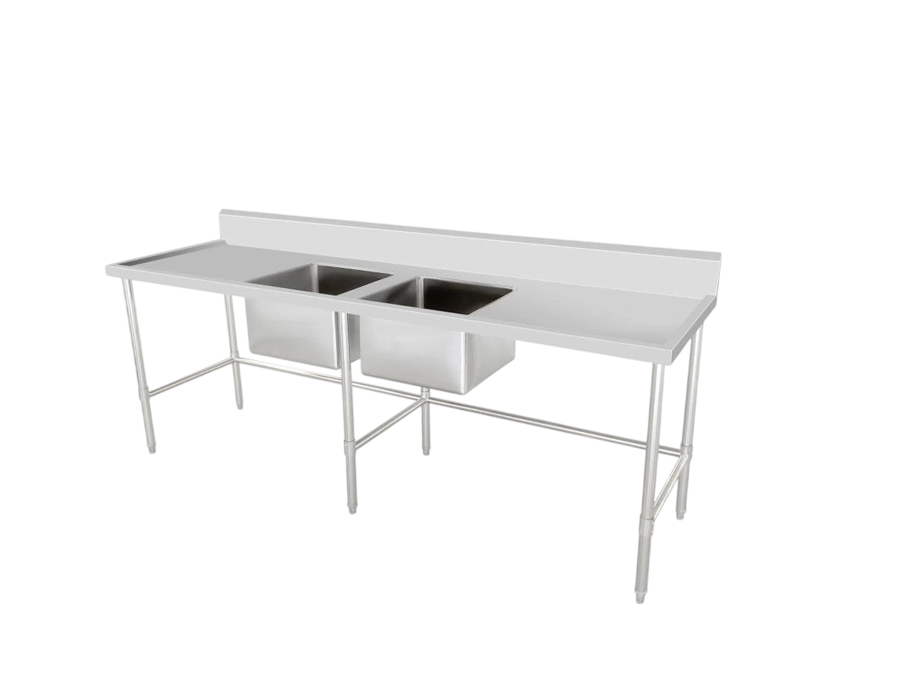 Kitchen Knock 419955 Double Sink Bench – Center Sink 2400x600mm | SUS304 Top commercial kitchen equipment
