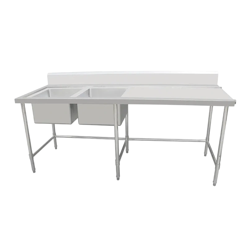 Kitchen Knock 419954 Double Sink Bench with Left Sink – 2400x600mm Stainless Steel