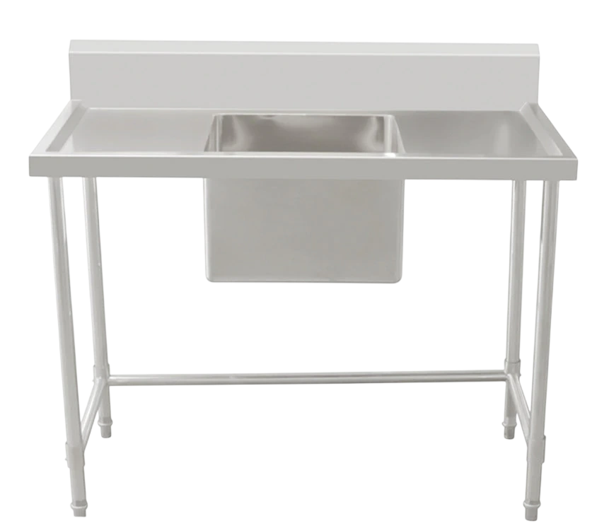 Kitchen Knock 1500x600mm Single Sink Bench with Centre Sink, Splashback & Leg Brace