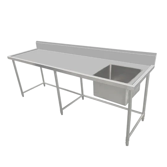 Kitchen Knock 631125 Single Sink Bench – 2400x700mm Stainless | Right Sink commercial kitchen equipment