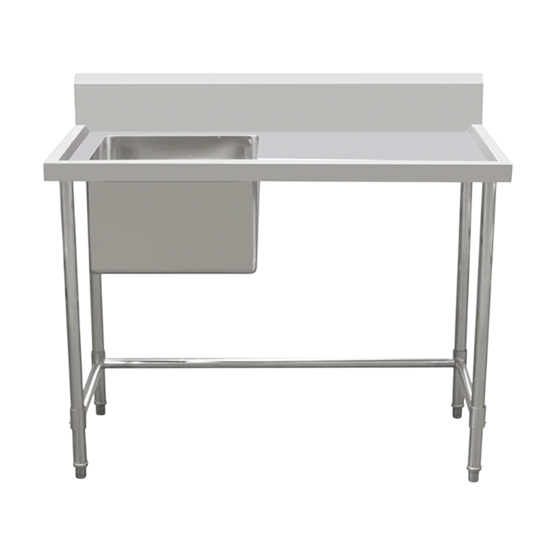 Kitchen Knock 1200mm Left Sink Bench – 304 SS, Leg Brace commercial kitchen equipment