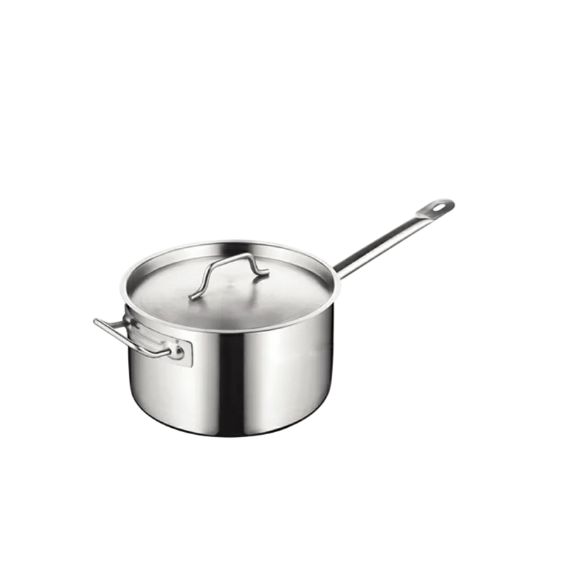 Kitchen Knock 401475 12.7L stainless steel sauce pot with lid, triple base, induction and gas compatible – front view, Australia