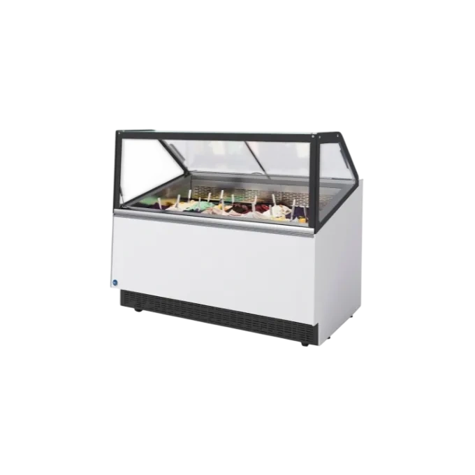 Iarp FrostMate 16 Lite gelato display freezer with 16 tubs, white exterior, glass lids – front view, Australia