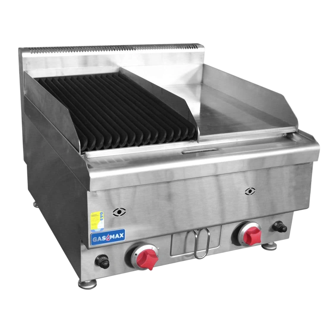 Gasmax JUS-TRGH60LPG 600mm Benchtop Combo – ½ Chargrill + ½ Griddle, 49MJ/h LPG commercial kitchen equipment
