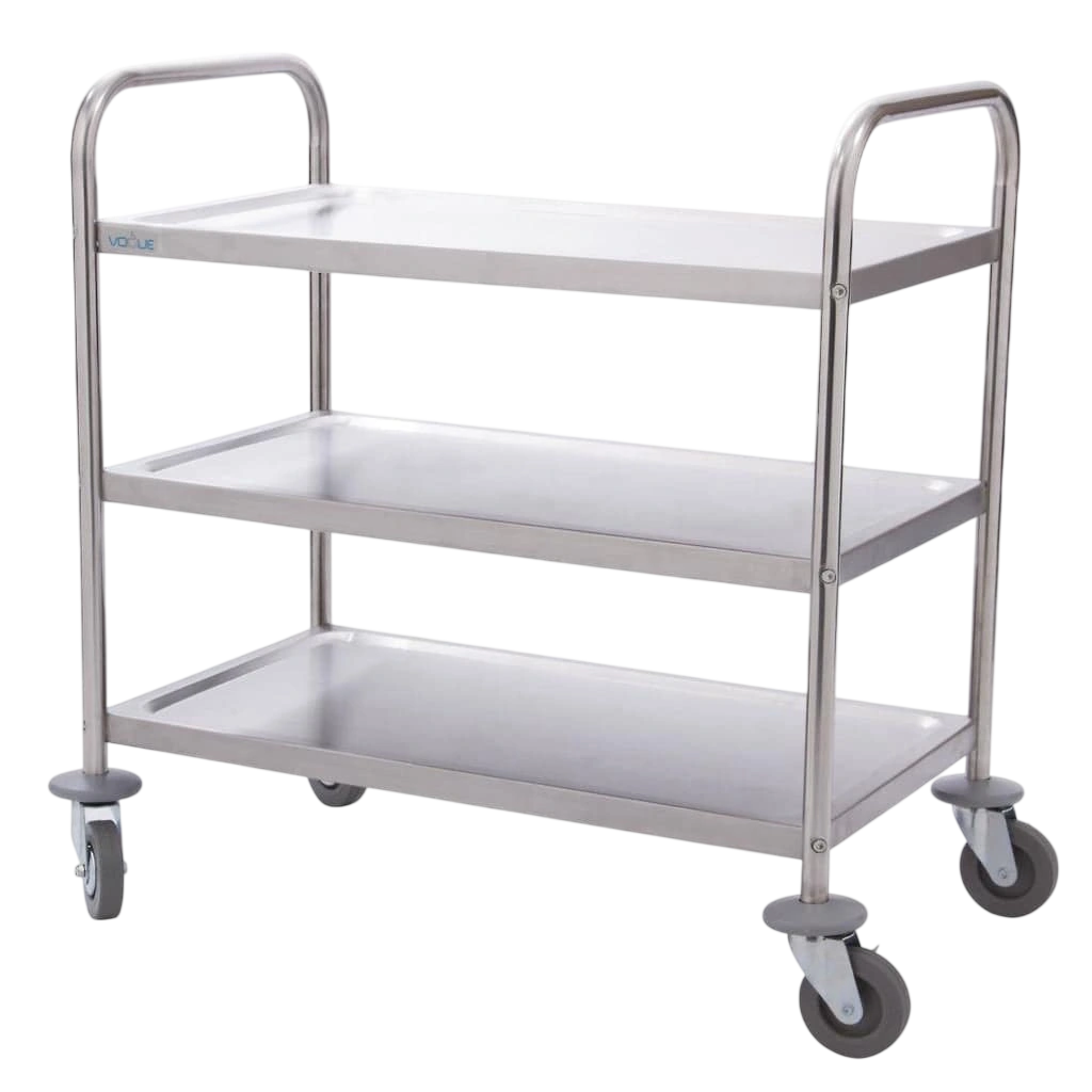 Vogue F993 3 Tier Flat Pack Trolley St/St - 825x710x405mm