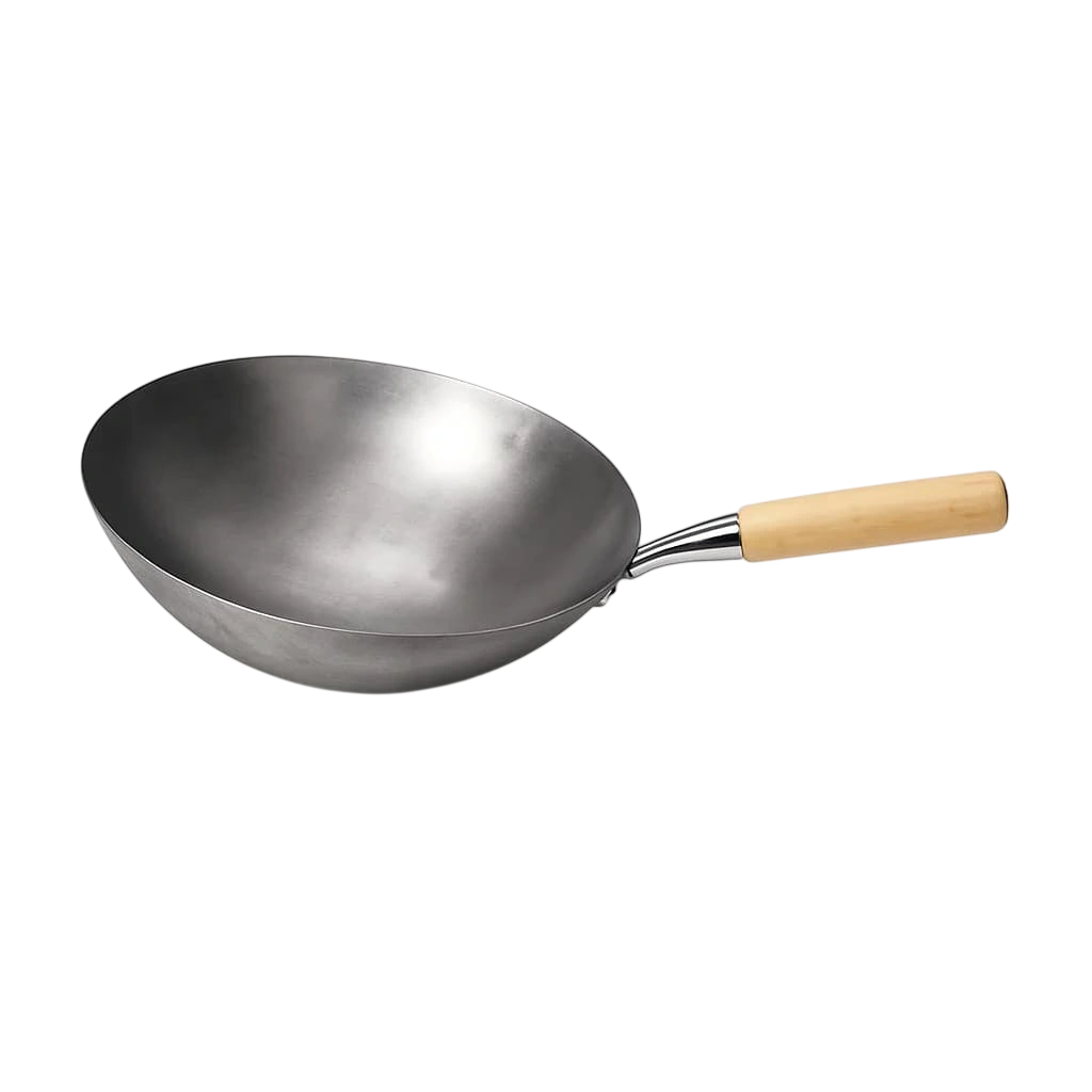 Kitchen Knock 403547 Iron Wok – 16" Round Base with Wooden Handle | Ideal for Stir-Fry & Wok Cooking commercial kitchen equipment