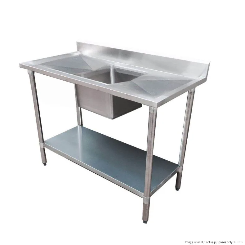 FED 1200-6-SSBC Stainless Steel Single Sink Bench Centre – 1200×600×900 mm