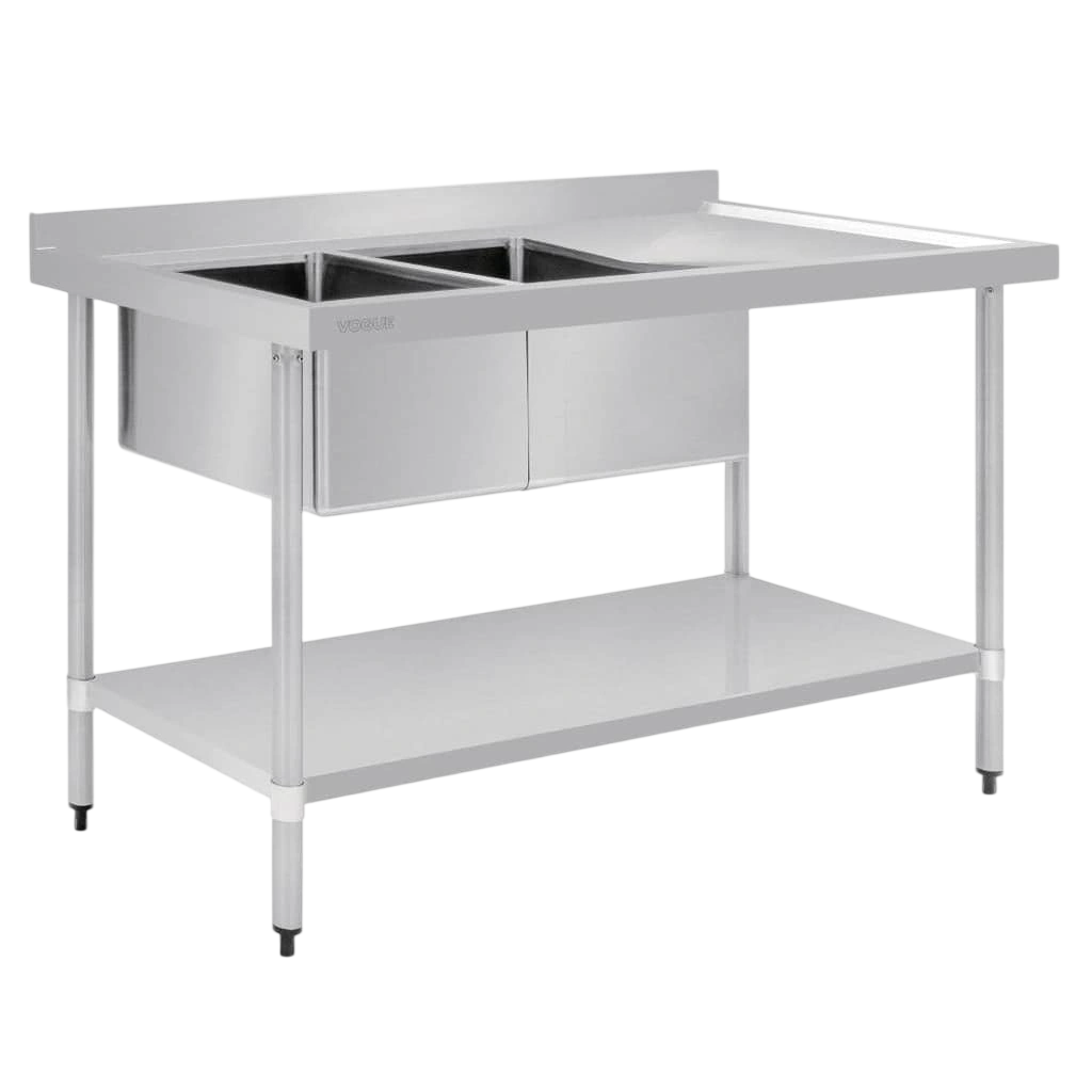 Vogue HC904 Double Bowl Sink R/H Drainer – 1500mm, Stainless Steel commercial kitchen equipment
