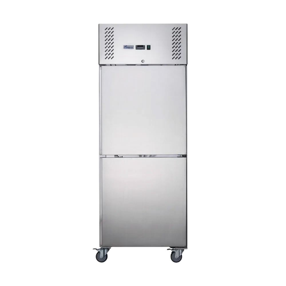 FED-X XURF600S1V stainless split-door upright freezer