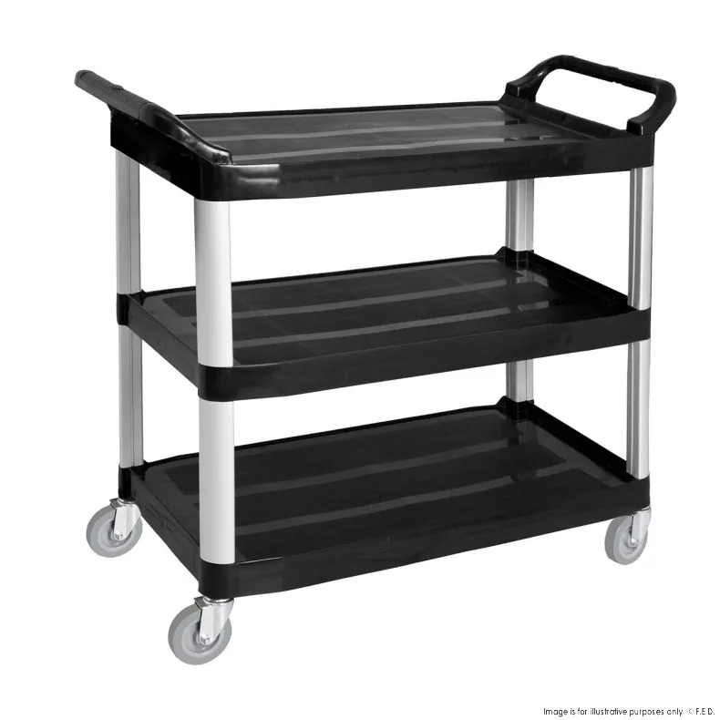 FED JD-UC340-1 polypropylene utility trolley 3 shelf, 100kg capacity