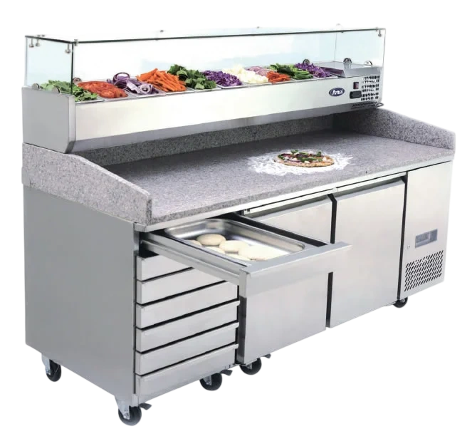 Atosa EPF3480 Two-Door Pizza Table Fridge with Drawers – 2010 mm commercial kitchen equipment