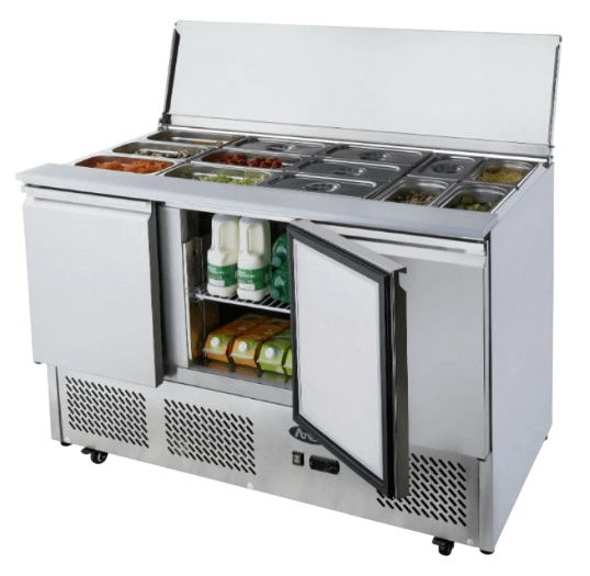 Atosa ESL3850 Pizza Prep Fridge – Deep Bench, Raised Rail, Sliding SS Lid (1365mm) commercial kitchen equipment