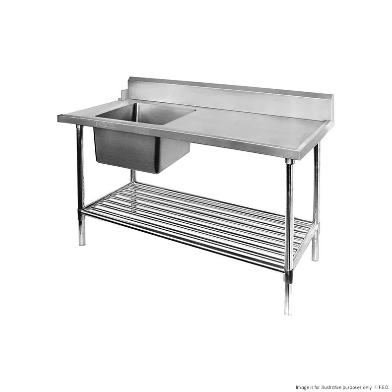 FED SSBD7-1500L/A Left Sink Dishwasher Inlet Bench – 1500mm Stainless Steel