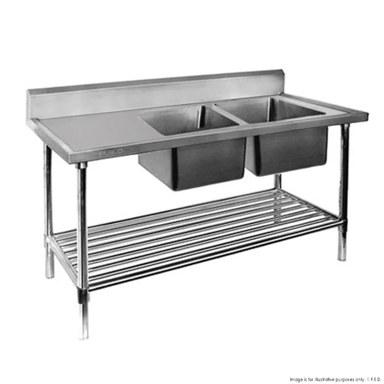 FED DSB6-1500R/A Double Right Sink Bench with Pot Undershelf – 1500mm