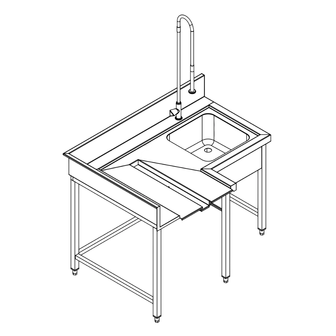 Fagor MCFD-1000D right-hand pre-rinse sink bench