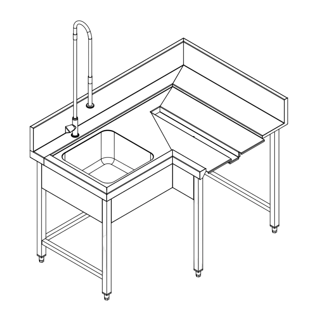 Fagor MCFD-1000I left-hand pre-rinse sink bench
