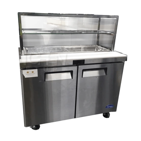 Atosa MSF8302G 2-Door Sandwich Prep Fridge with Glass Canopy commercial kitchen equipment
