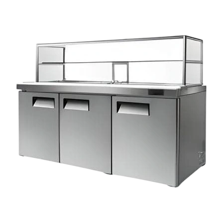 Atosa MSF8304G Refrigerated Salad Bar Fridge – 3 Doors, Glass Canopy commercial kitchen equipment