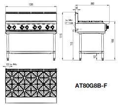 CookRite AT80G8B-F-LPG 8 Burner LPG Cooktop with Stand