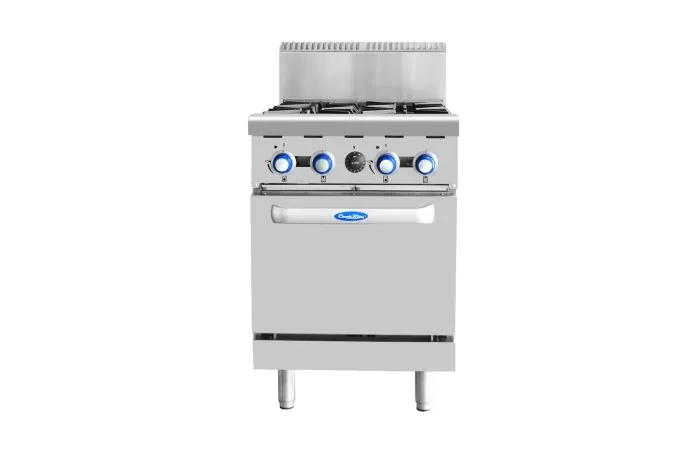 CookRite AT80G4B-O-NG 4 Burner Gas Cooktop with Oven – front stainless view