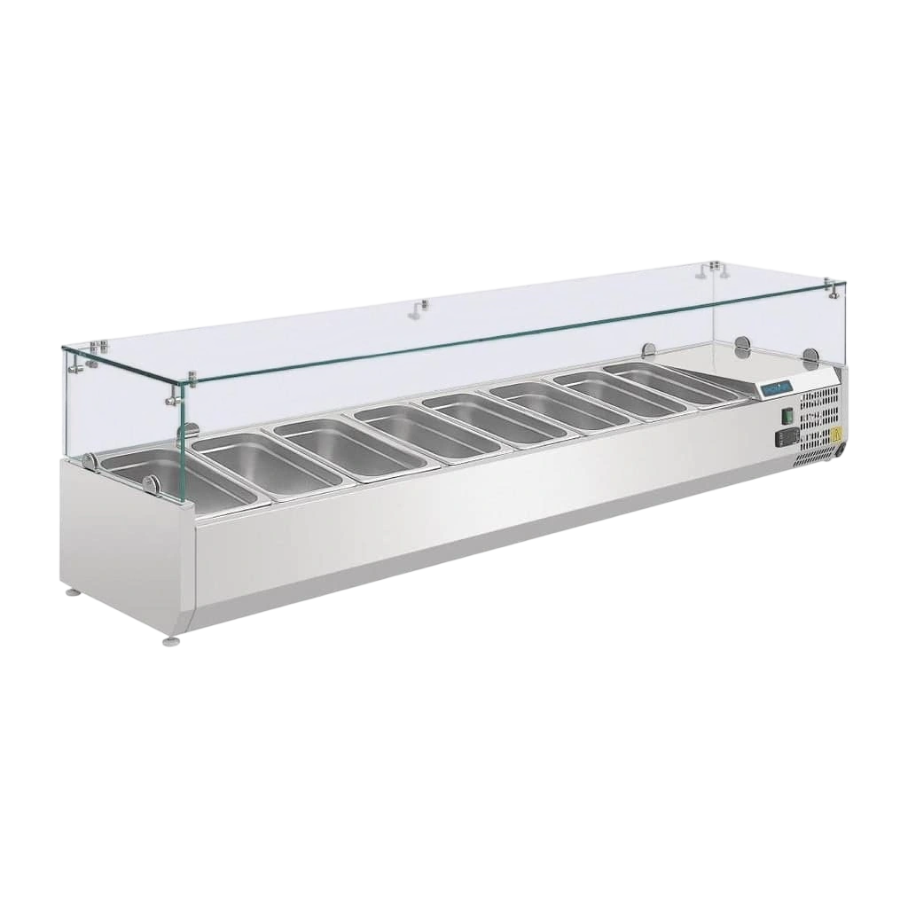 Polar G610-A G-Series Prep Fridge – 8× 1/4GN, Glass Sneeze Guard, 1800mm commercial kitchen equipment