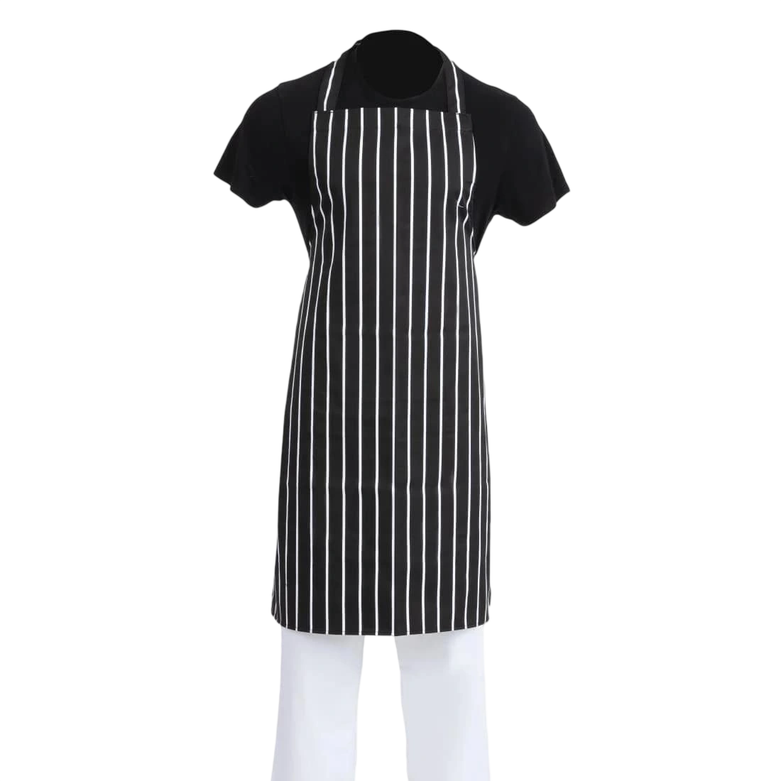 Whites A935 Black & White Stripe Butchers Bib Apron
