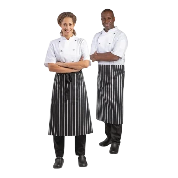 Whites Black & White Stripe Butchers Waist Apron - 760x920mm 30x36" commercial kitchen equipment