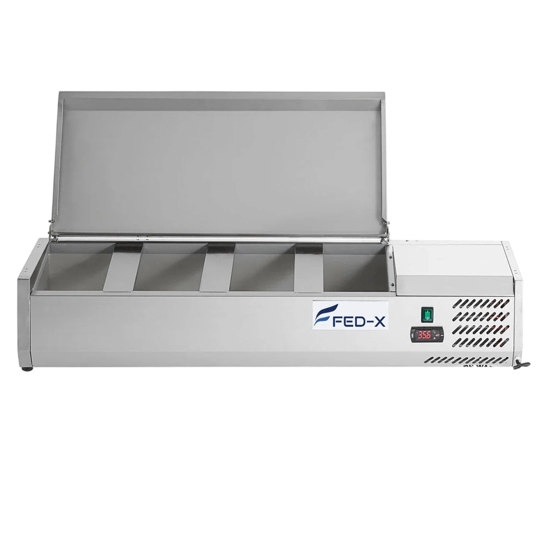 FED-X XVRX1200/380S Salad Bench – 1200mm, 4× 1/3GN, Stainless Steel Lid commercial kitchen equipment
