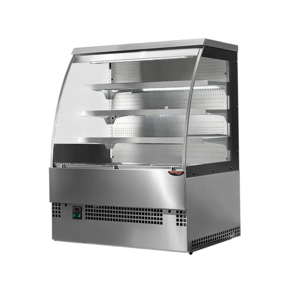 Tecnodom TDEVO-120S Curved Self-Serve Display Cooler with LED Lighting & Adjustable Shelves