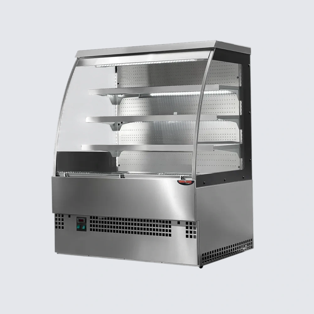 Tecnodom TDEVO-120S Curved Self-Serve Display Cooler with LED Lighting & Adjustable Shelves